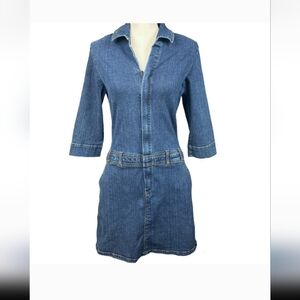 Vintage Stylish Denim Dress With Zip